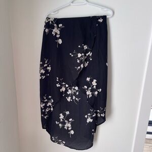 Elegant High-Low Black Floral Skirt